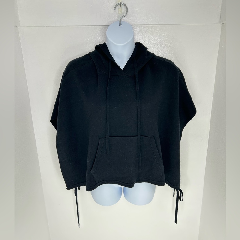 Lululemon Womens All In A Day Hooded Poncho One Size Black 100% Merino Wool Cozy - Picture 2 of 12